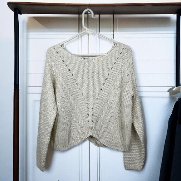 Forever 21 Women's size M white knit crop sweater - Picture 1 of 4